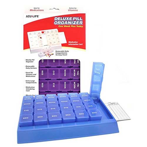 Deluxe Pill Organizer w/28 Com One Week Plus Today' - Best Medical Supplies Online