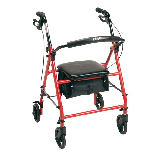 Rollator Steel Red w/6 Whls Knocked-Down - Best Medical Supplies Online