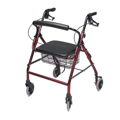 Walkabout Wide 4-Whl Rollator Burgundy - Best Medical Supplies Online