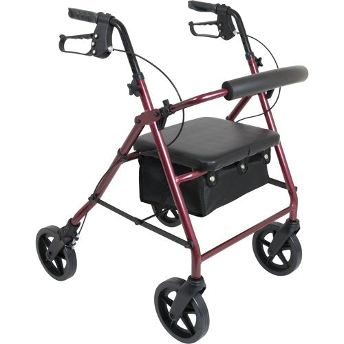 Deluxe Aluminum Rollator 8 Wheels Burgundy - Best Medical Supplies Online