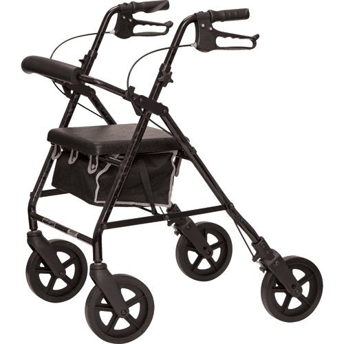 Deluxe Aluminum Rollator Black 8 Wheels - Best Medical Supplies Online