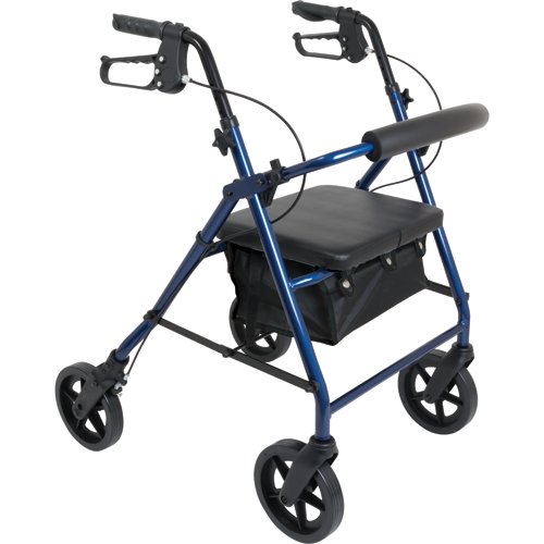 Deluxe Aluminum Rollator Blue 8 Wheels - Best Medical Supplies Online