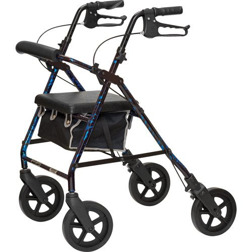 Deluxe Aluminum Rollator Blue Flame 8 Wheels - Best Medical Supplies Online