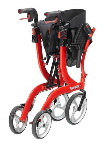 Nitro Duet Rollator Red Transport Wheelchair Red - Best Medical Supplies Online