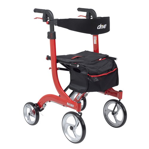 Nitro Aluminum Rollator Red Tall Height w/10 Casters - Best Medical Supplies Online