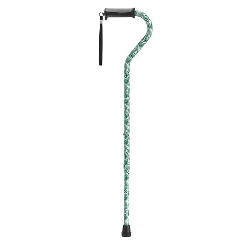 Offset Cane with Gel Grip Green Leaves - Best Medical Supplies Online