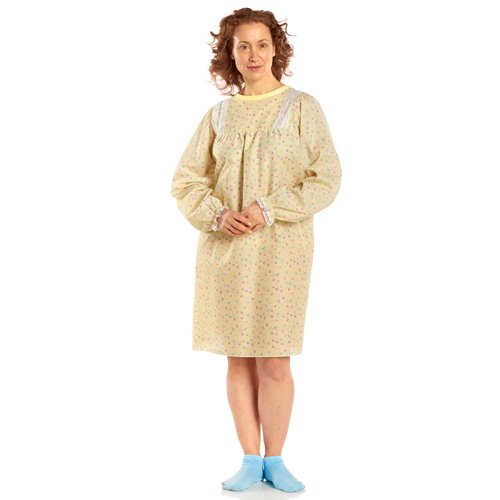 Ladylace Reusable Gown Yellow Floral Long Sleeves - Best Medical Supplies Online