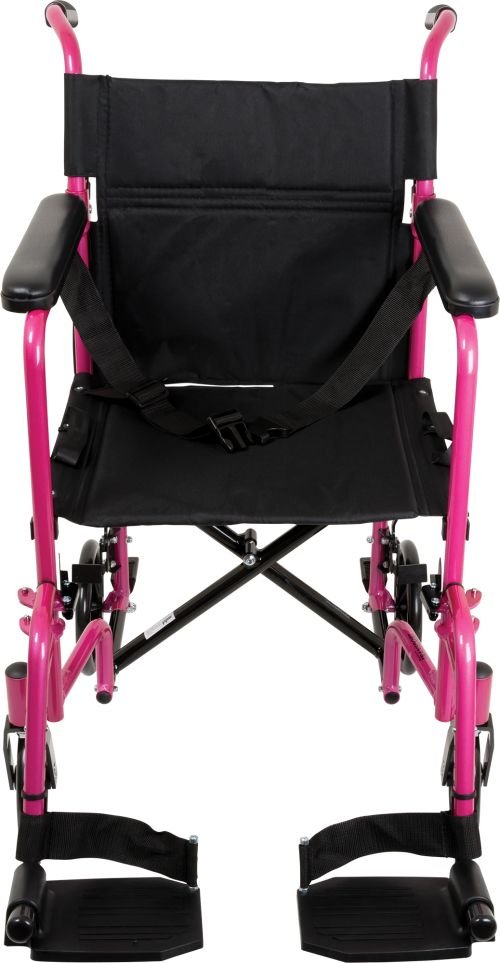 Transport Chair Alum 19 with Footrests Pink ProBasics - Best Medical Supplies Online