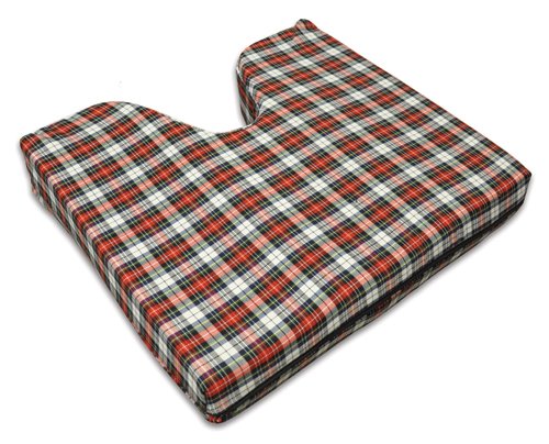 Coccyx Wheelchair Cushion Foam Plaid 16 x 18 x 3