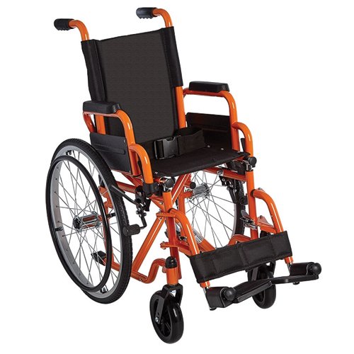 Ziggo Wheelchair Lightweight Folding 12 Orange - Best Medical Supplies Online