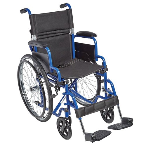 Ziggo Wheelchair Lightweight Folding 16 Blue - Best Medical Supplies Online