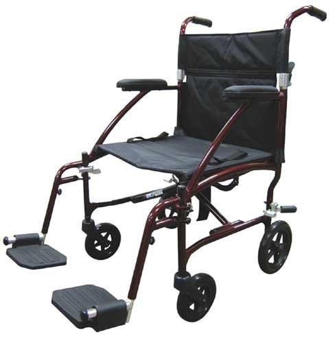 Fly-Lite Transport Chair Burgundy 19 - Best Medical Supplies Online