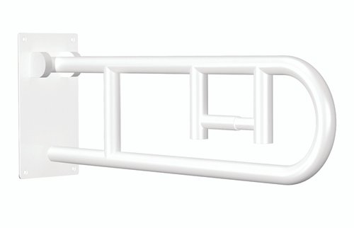 Flip-Up Grab Bar White Powder Coat w/ Integrated TPH - Best Medical Supplies Online